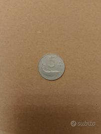 moneta 5 lire con delfino 