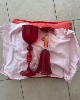 calici in vetro di Murano soffiato  a mano