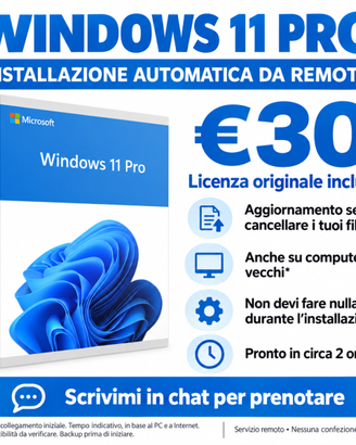 Windows 11 Pro remoto automatico - licenza - 30€
