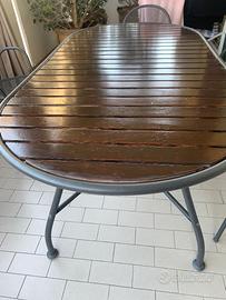 TAVOLO PER ESTERNO ALLUMINIO  E LEGNO E SEDIE “Emu