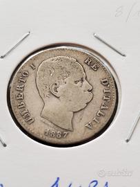 1 LIRA 1887 -  UMBERTO I  - REGNO D'ITALIA 