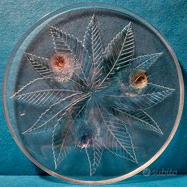 Piatto in Vetro da Torta Anni 80 Desing Castagne