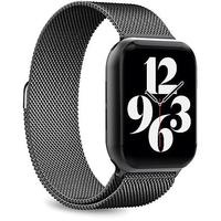 cinturino apple watch maglia milanese 45 mm nero
