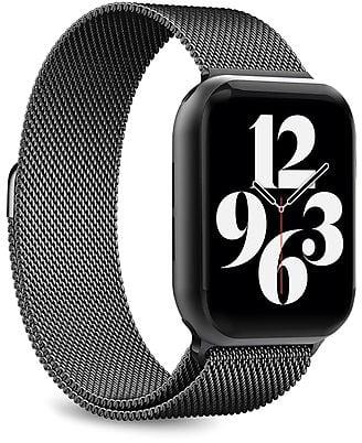 cinturino apple watch maglia milanese 45 mm nero
