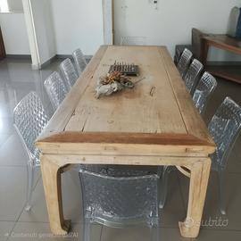 Tavolo Cinese in Legno Massello + 10 Sedie