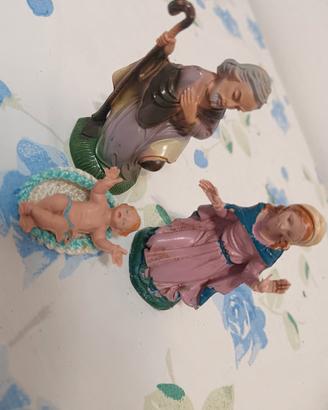 3 Statuine Presepe Natale In Plastica Vintage  Fam