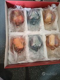 servizio di 6 bicchieri decorati e colorati