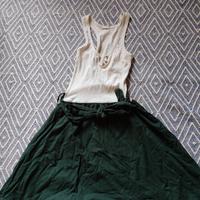 Vestito bianco con gonna verdone Subdued S