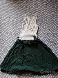 Vestito bianco con gonna verdone Subdued S