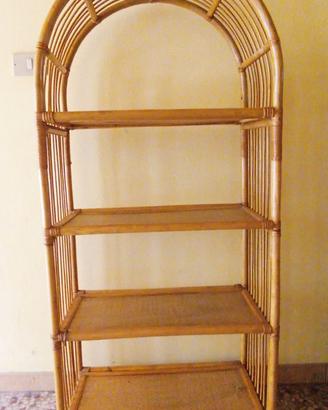 LIBRERIA/SCAFFALATURA VINTAGE IN RATTAN ANNI '90