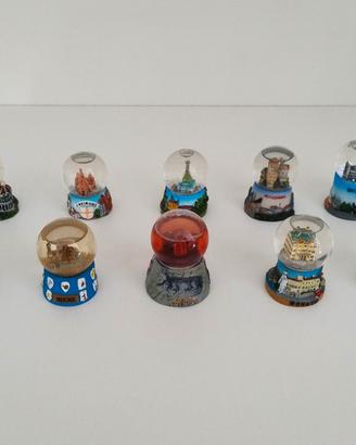 10 Palle di Vetro con Neve da Collezione Vintage