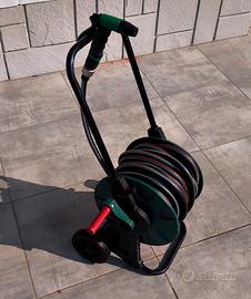 Carrello avvolgitubo da giardino + gomma da 25 mt