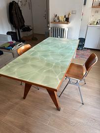 Tavolo Legno e Vetro marmorizzato