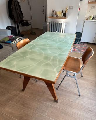 Tavolo Legno e Vetro marmorizzato