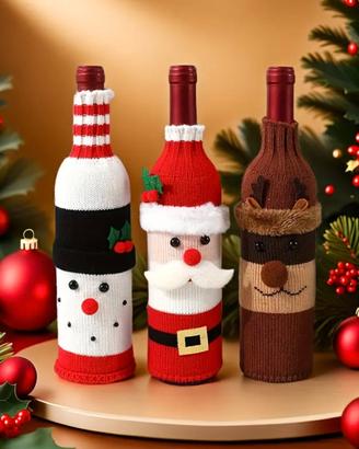 Decorazioni natalizie per le bottiglie di vino