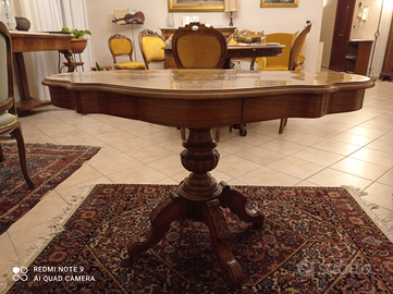 TAVOLINO OVALE in LEGNO 2 Cassetti Epoca '800