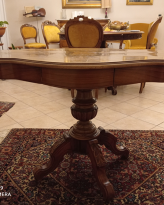 TAVOLINO OVALE in LEGNO 2 Cassetti Epoca '800