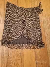 Gonna leopardata in seta