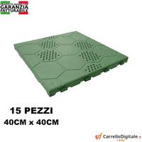 15 Piastrelle pavimento plastica verde drenante