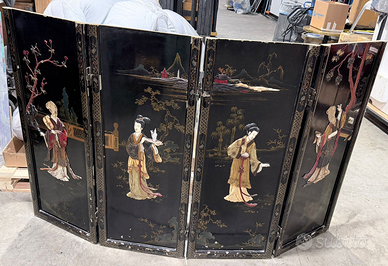 Paravento cinese laccato vintage 4 ante – doppie