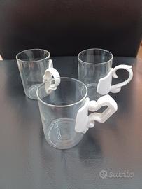 lotto 3 tazze vetro e ceramica era glass seletti