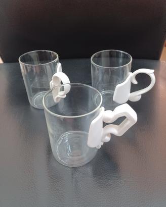 lotto 3 tazze vetro e ceramica era glass seletti