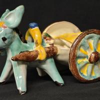Scultura asino con carretto ceramica vietrese