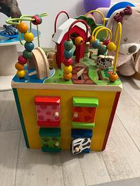 Gioco legno bambini 0-3 anni cubo motorio