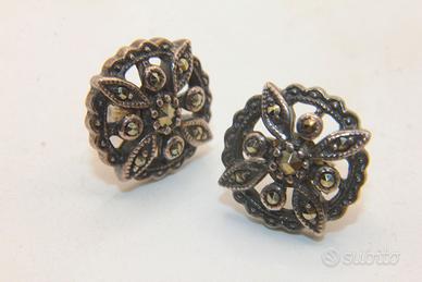 Antichi orecchini argento marcasite