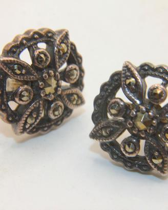 Antichi orecchini argento marcasite