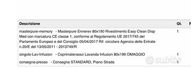 Materasso singolo Ennerev Masterpure memory