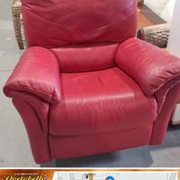 POLTRONA RELAX IN PELLE ROSAR ONDE COLORE ROSSA 95
