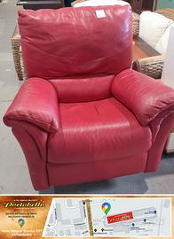 POLTRONA RELAX IN PELLE ROSAR ONDE COLORE ROSSA 95