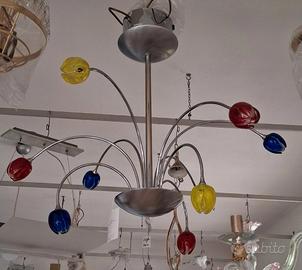 Lampadario vetro di Murano colorato 9 luci Sylcom