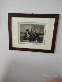 Stampa scena giudiziaria d'epoca 