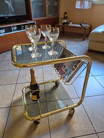 Carrello tavolino bar portariviste in ottone