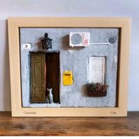 Diorama Quadro Artigianale Parete esterna Gatto Sc