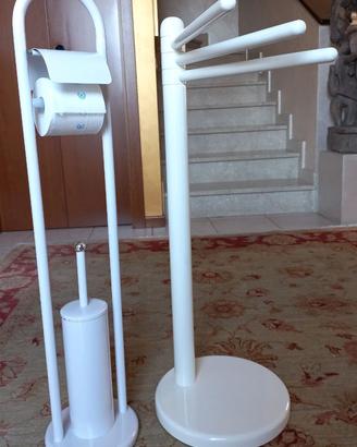 Set bagno piantana porta asciugamani e rotolo