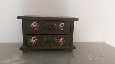 Portagioie portagioielli vintage in legno dipinto