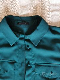 Camicia lunga/over fluida Sisley verde smeraldo 