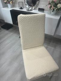 4 sedie rivestite in veluto bianco