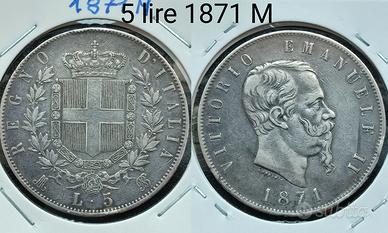5 lire 1871 Milano 