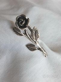 Spilla vintage rosa in argento – anni '50/'60