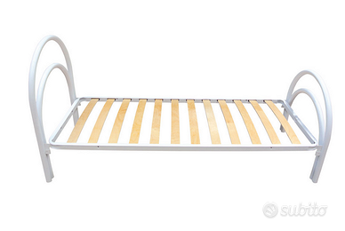 LETTO SINGOLO ROBUSTO IN FERRO BIANCO SMONTABILE