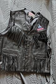 Gilet da Moto in vera pelle con frange taglia L