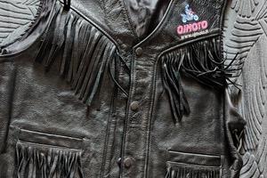 Gilet da Moto in vera pelle con frange taglia L