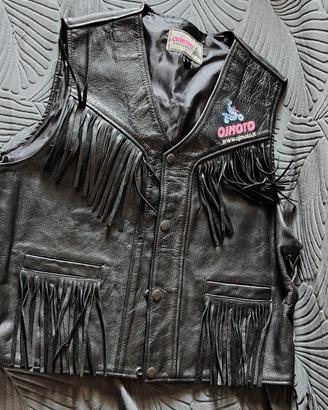 Gilet da Moto in vera pelle con frange taglia L