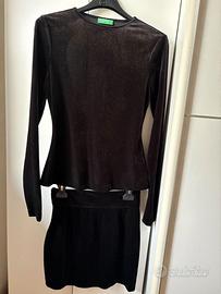 Maglia e Gonna in ciniglia nera United Colors