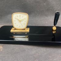 Vecchio orologio sveglia calamaio da scrivania