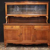 CREDENZA IN LEGNO E VETRO DECORATO